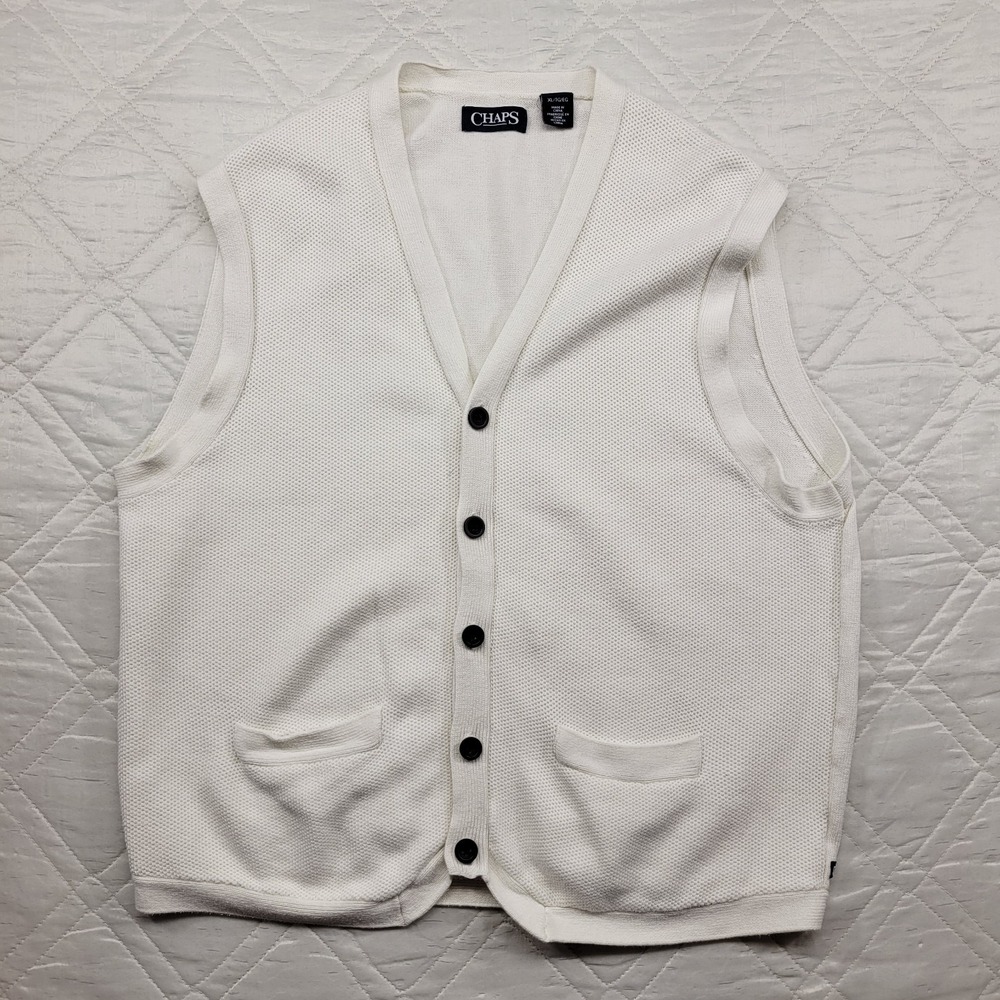 Chaps white 5 button sweater vest size XL